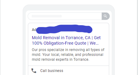 google ads for mold removal